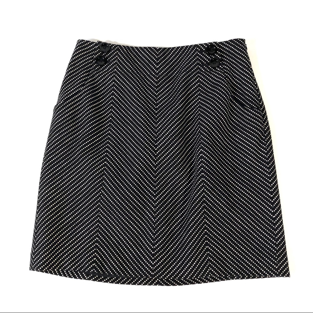 Ann Taylor Black/Off White Patterned Pencil Skirt